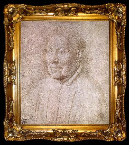 framed  EYCK, Jan van Portrait of Cardinal Albergati sdg, ta009-2